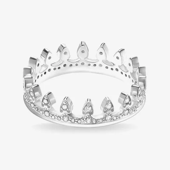 Sterling Silver Clear Cubic Zirconia Crown Ring