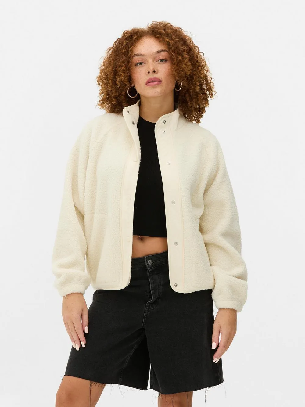 Casaco pelo sintético molas pressão frente