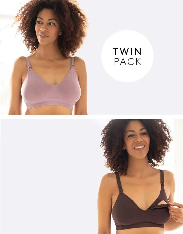 Bamboo Nursing Bras – Sepia & Mauve Taupe Twin Pack