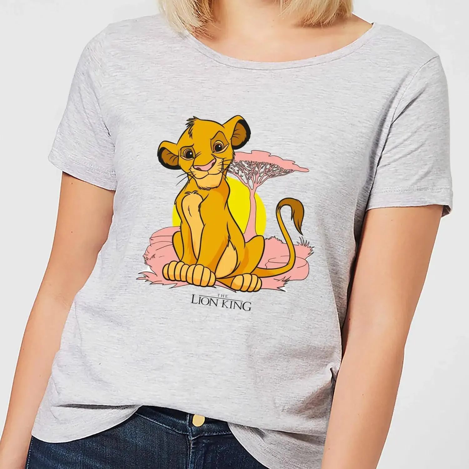 Camiseta para mujer Lion King Simba Pastel Disney - Gris