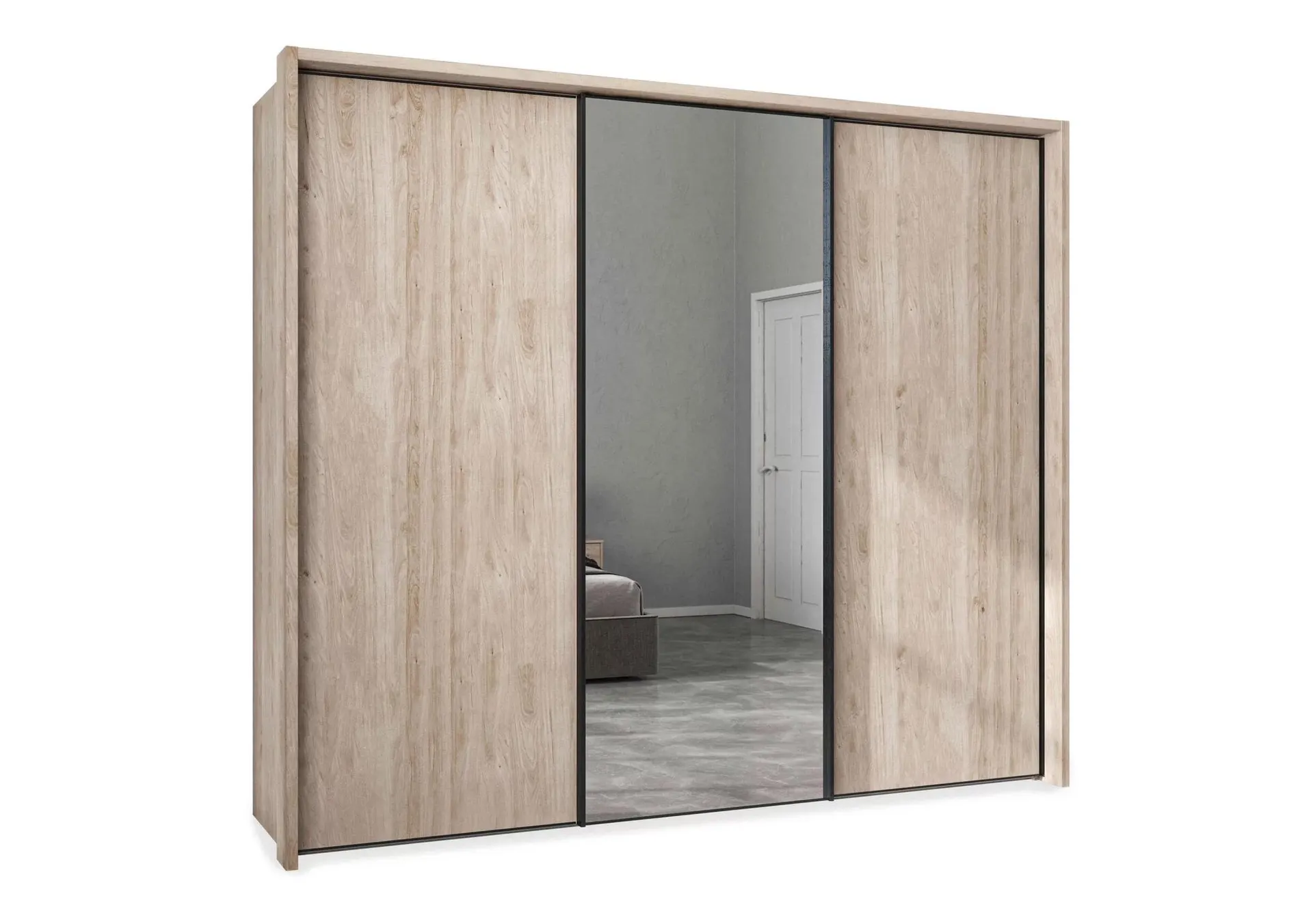 Dallas 260cm 3 Door Sliding Wardrobe with Centre Mirror Door