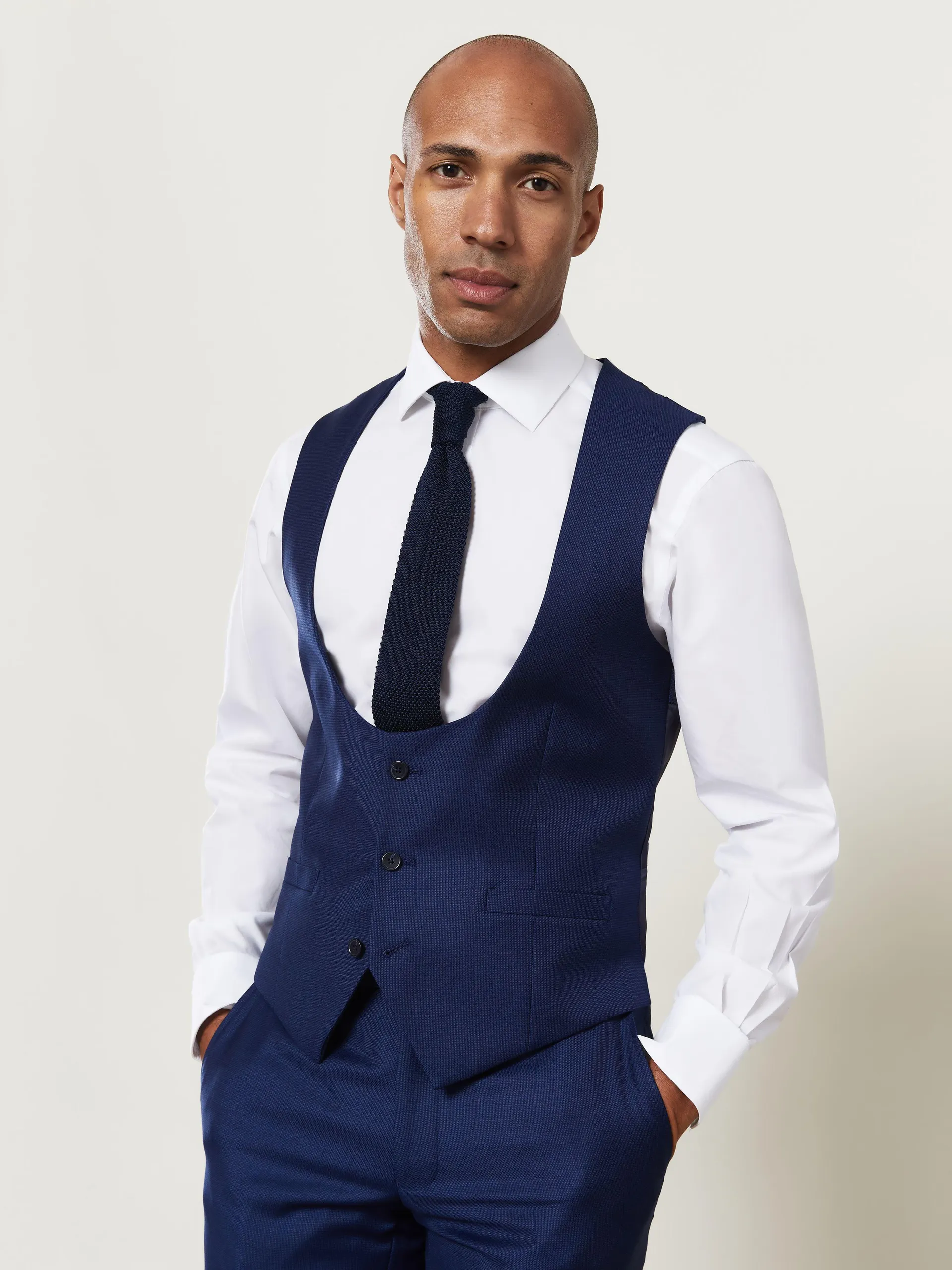 Owens Infinity Active Slim Fit Navy Blue Waistcoat