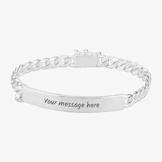 Engravables- Silver 7.5 Inch Curb ID Bracelet BR-3207-7.5