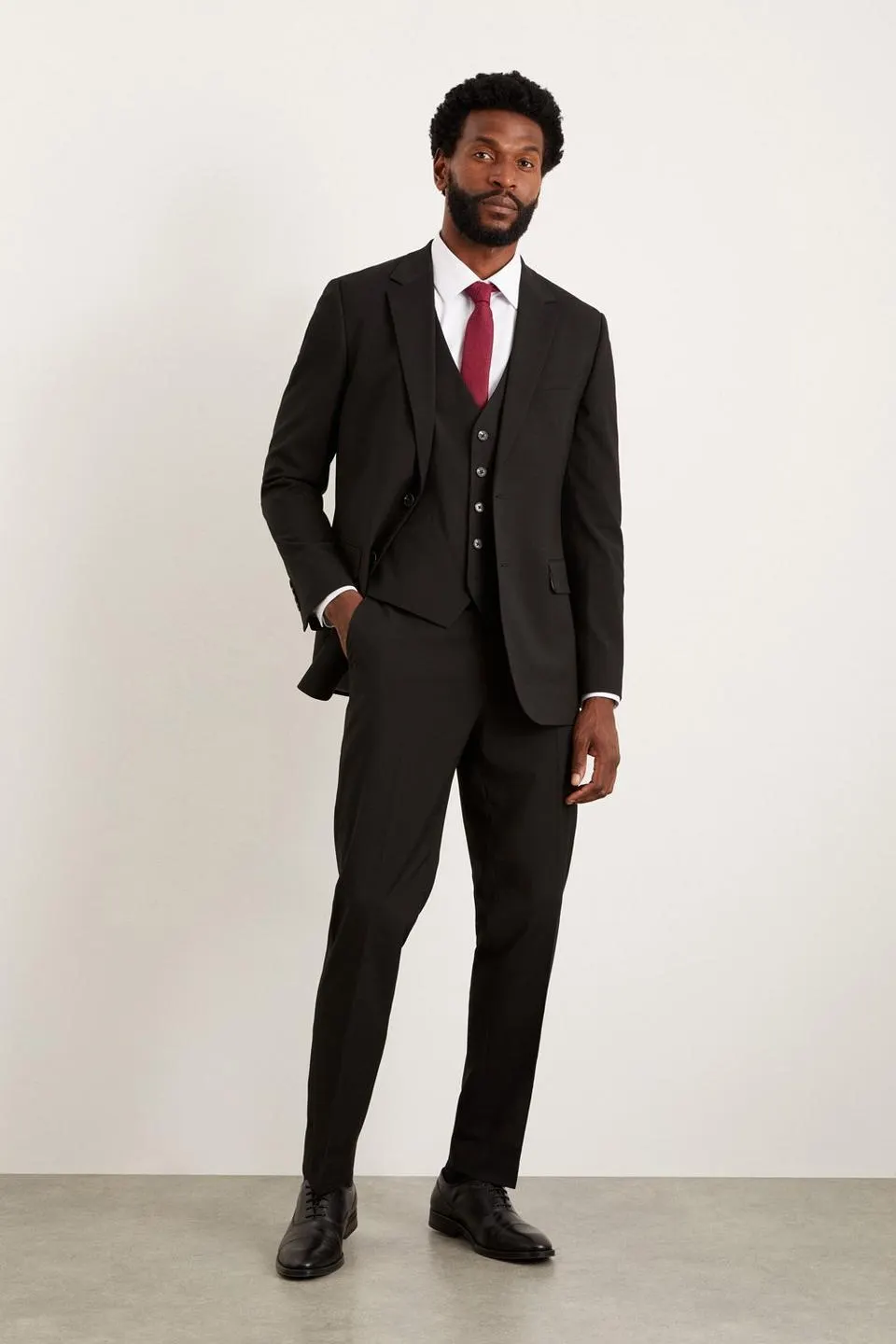 Tailored Fit Black Essential Suit Trousers