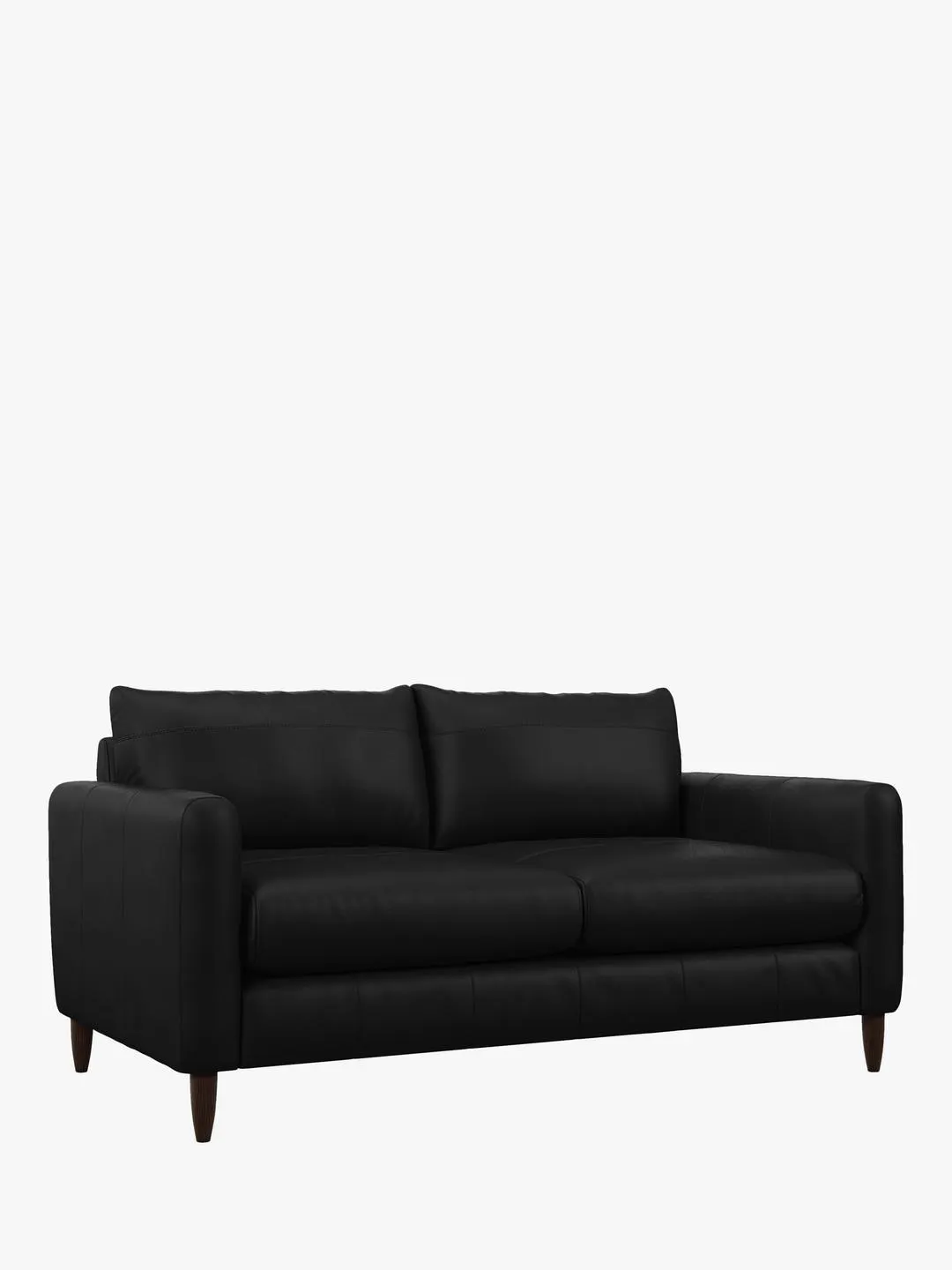 John Lewis Bailey II Medium 2 Seater Leather Sofa, Dark Leg, Matt Black