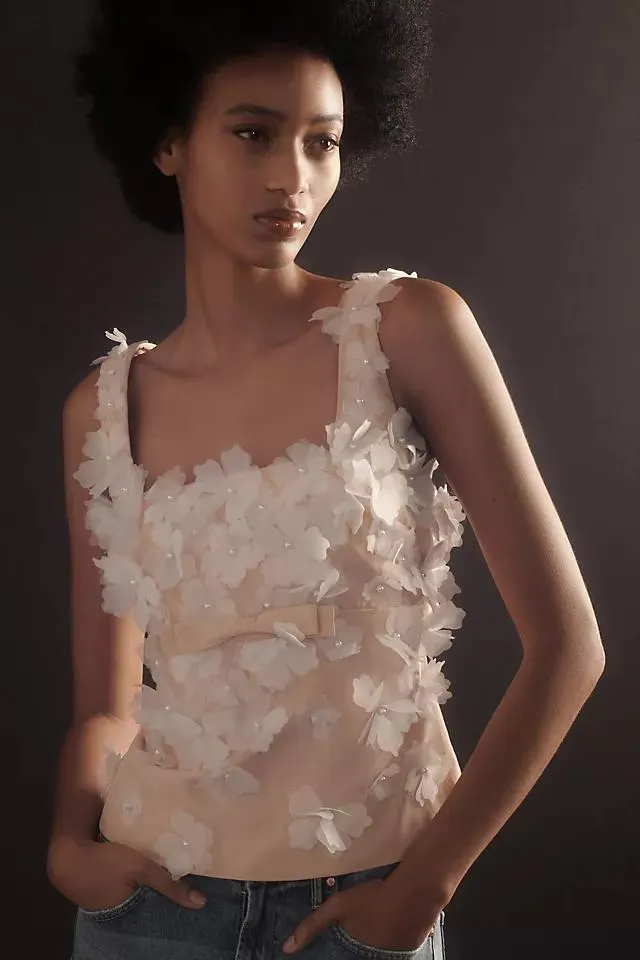 Let Me Be Sleeveless Square Neck Embellished Top