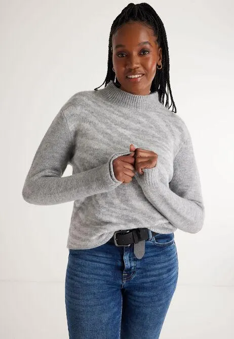 Womens Grey Zebra Print Jumper