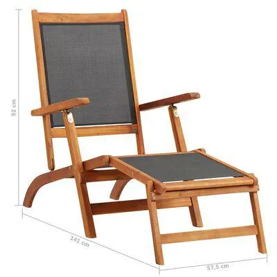 vidaXL Sun Lounger Solid Acacia Wood and Textilene