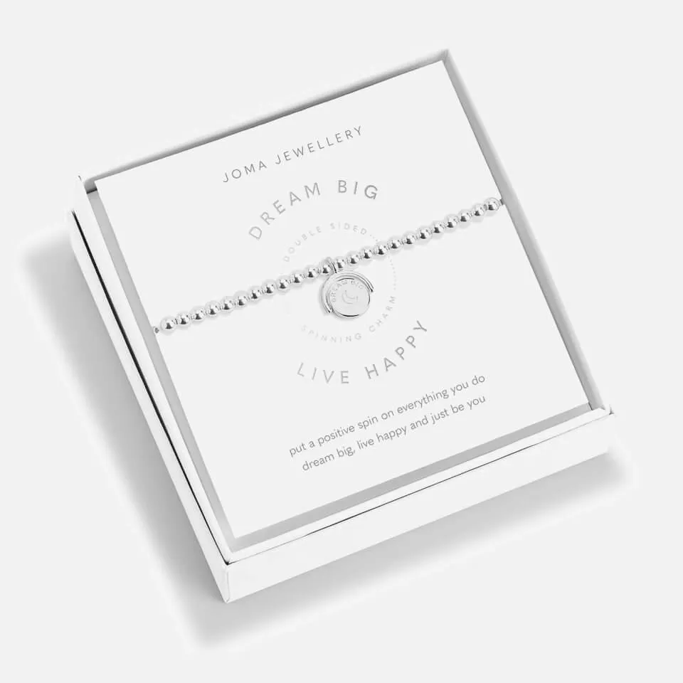 Joma Jewellery Dream Big Live Happy Silver-Tone Bracelet