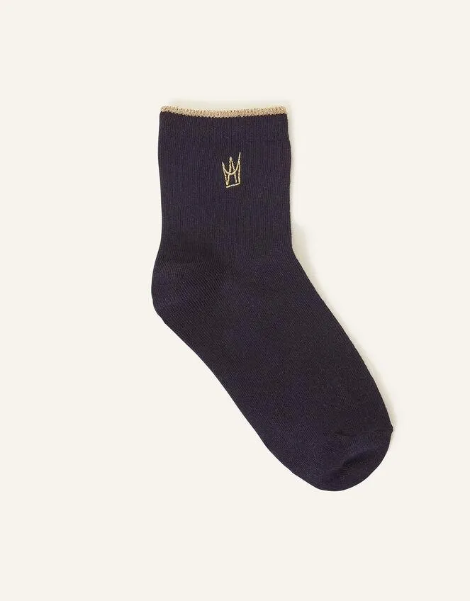 Embroidered Crown Socks
