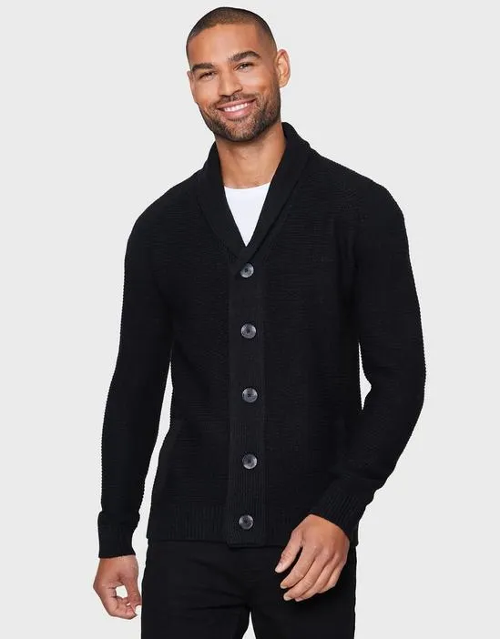'Hanway' Shawl Collar Textured Knit Cardigan