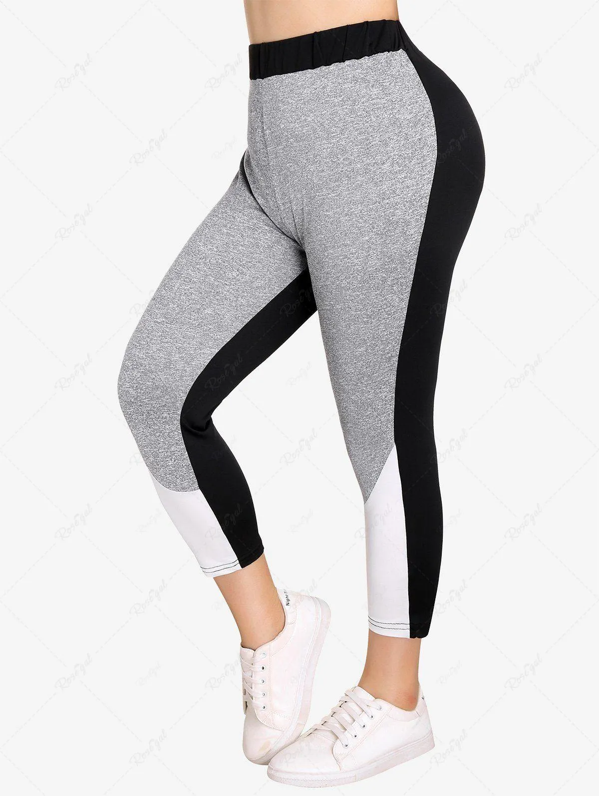 Plus Size & Curve High Waist Colorblock Skinny Gym Leggings - 3x | Us 22-24