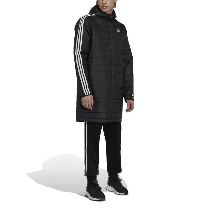 3-Stripes Long Padded Jacket with Hood