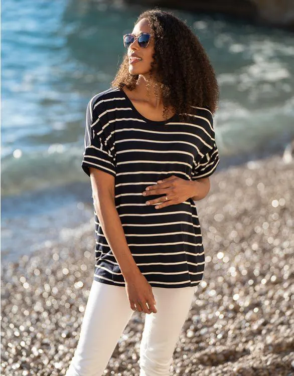 Striped Oversize Maternity & Nursing T-Shirt