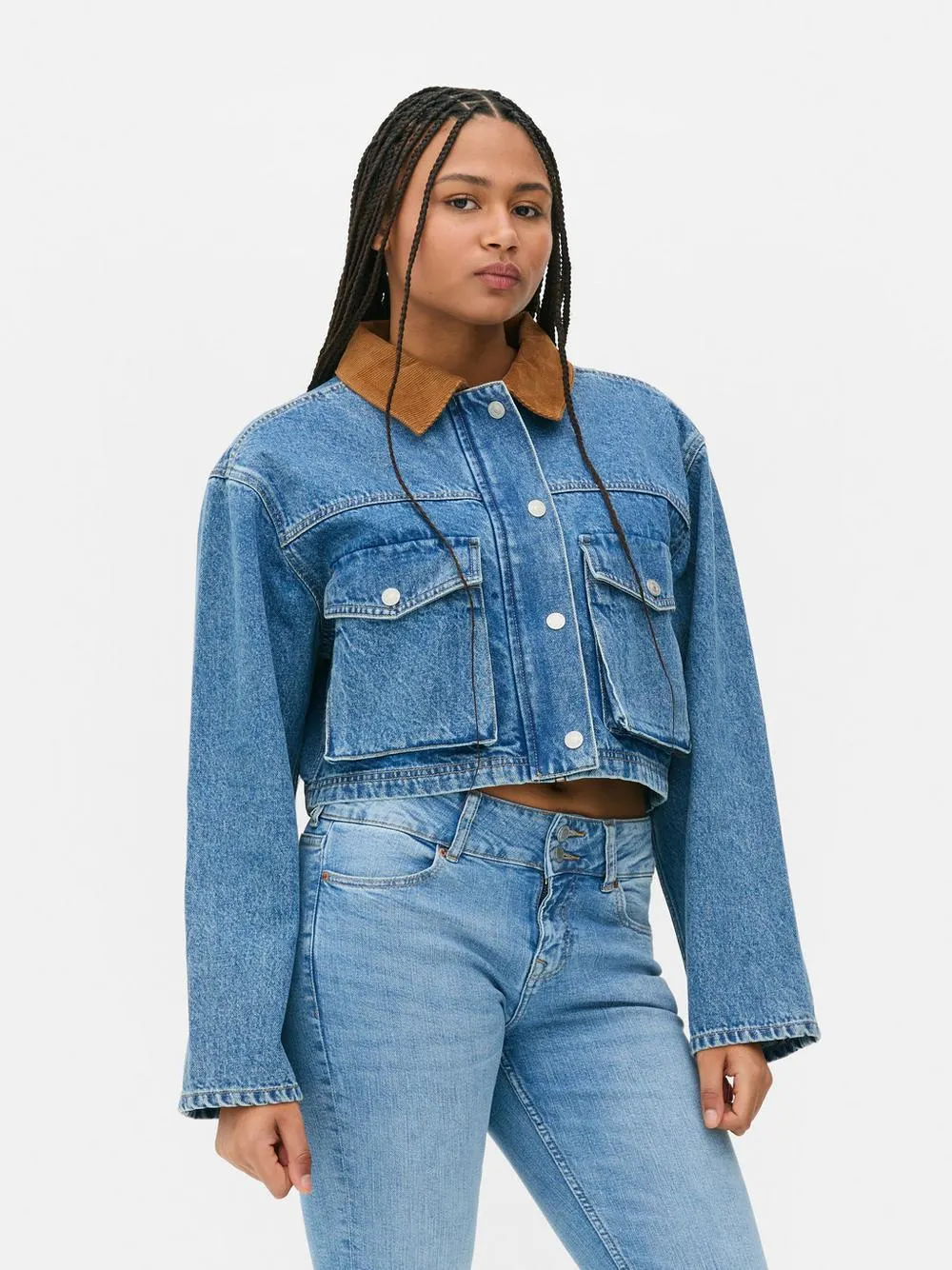 Giacca corta in denim con zip