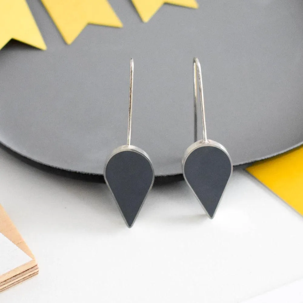Grey Teardrop Earrings - Large