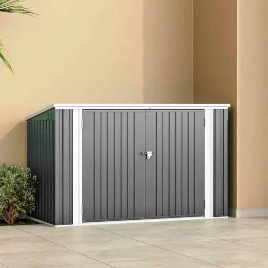 Living and Home Garden Heavy Duty Steel Bicycle Storage Shed, Grey