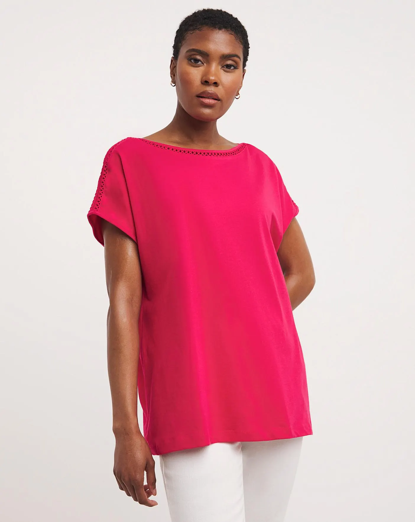 Watermelon Ladder Insert Short Sleeve Cotton Top