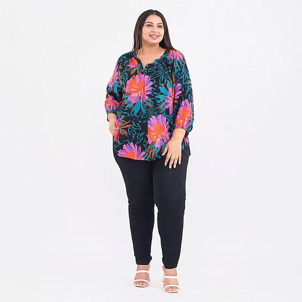 Tamsy Exclusive Print Top - Purple and Black