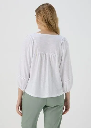 Papaya White Ladder Detail 3/4 Sleeve Top - Size 8