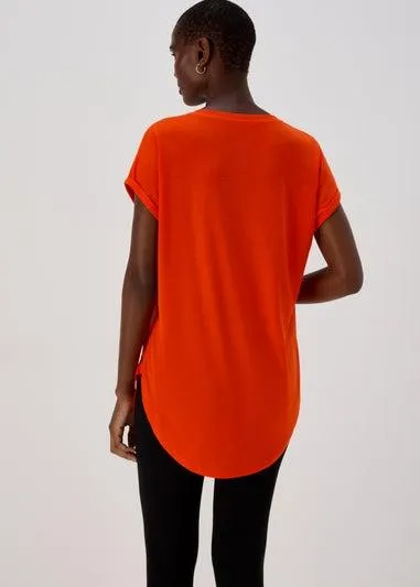 Orange Longline Plain T-Shirt - Small