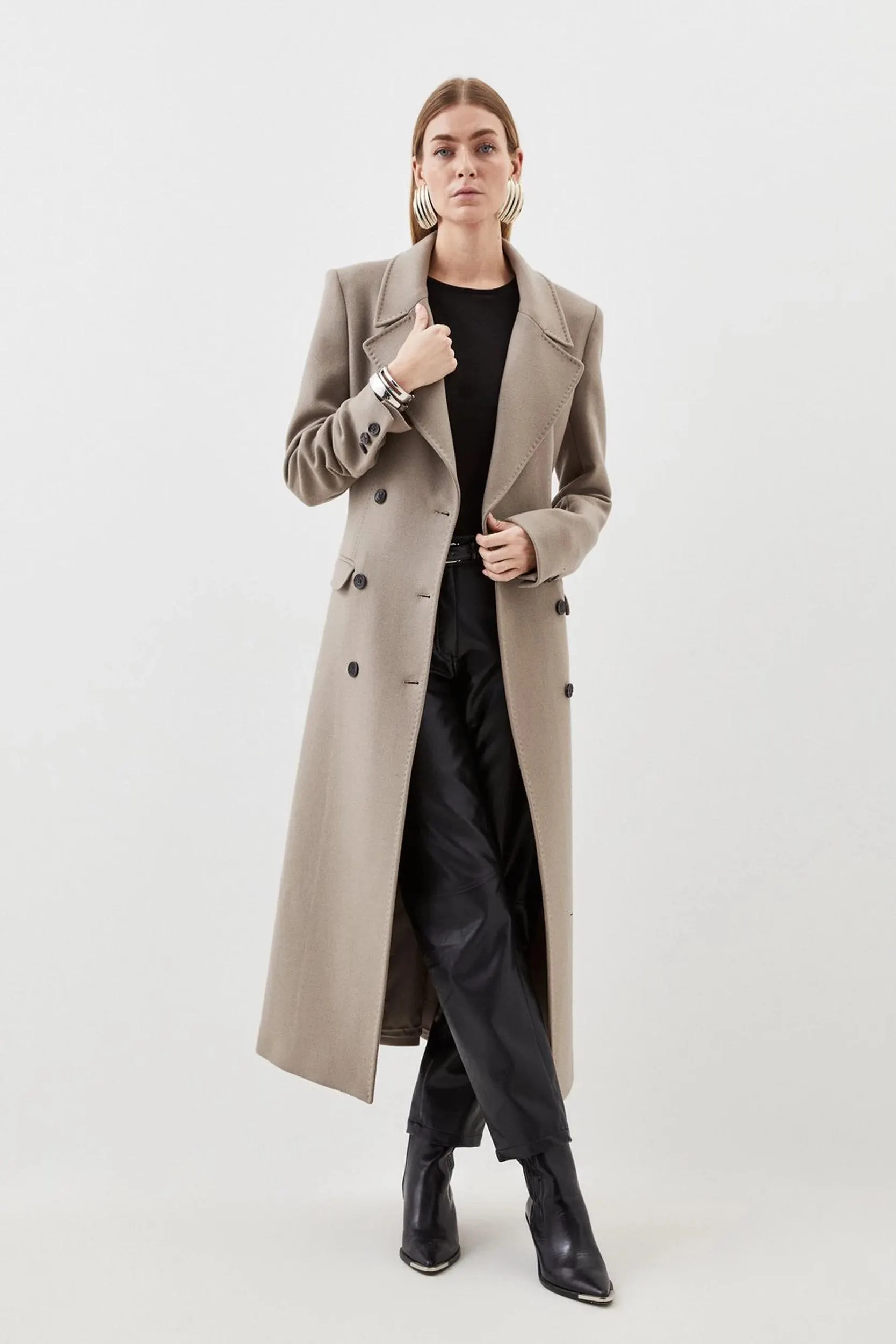 Tall Italian Wool Double Breasted Longline Coat
