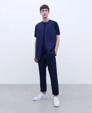 Cotton poplin straight trousers