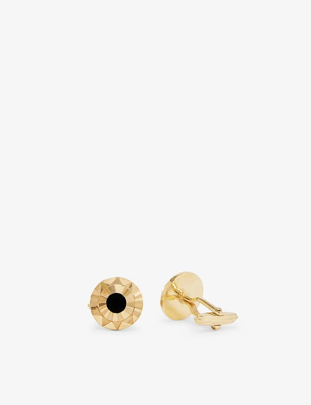 Round brass and onyx cufflinks