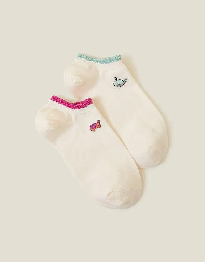 2-Pack Embroidered Trainer Socks