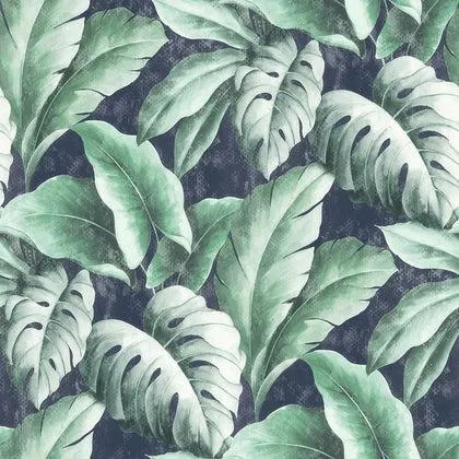 Tropicana Floral Leaf Wallpaper in Navy
