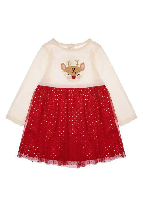 Baby Girls Red Tutu Reindeer Dress