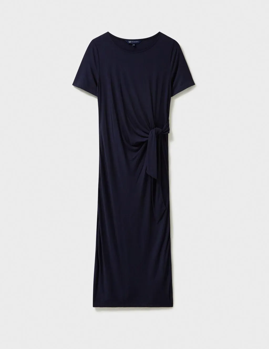 Jersey Slash Neck Tie Detail Midi Tea Dress