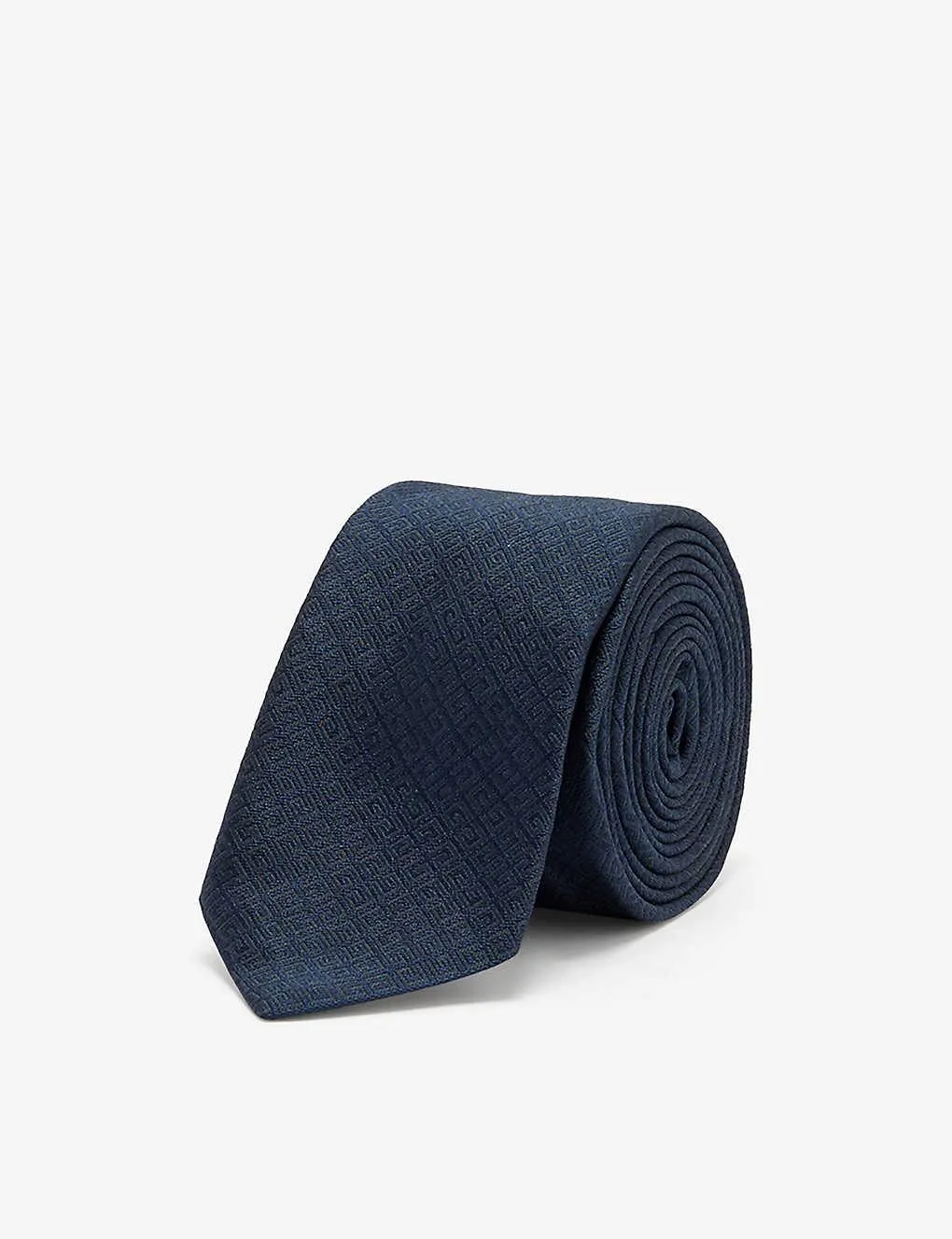 Monogram-pattern narrow-blade silk tie