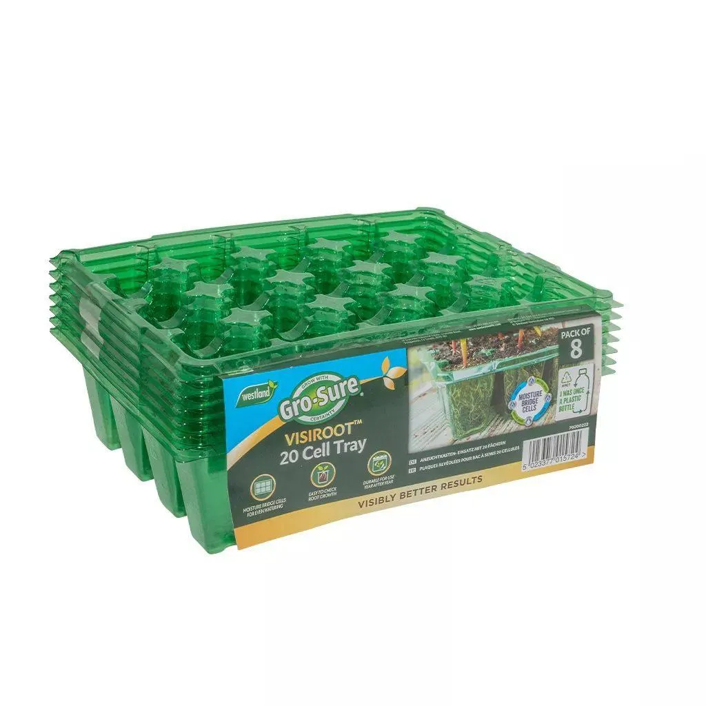 Gro-Sure Visiroot 20 Cell Seed Tray Pack of 8