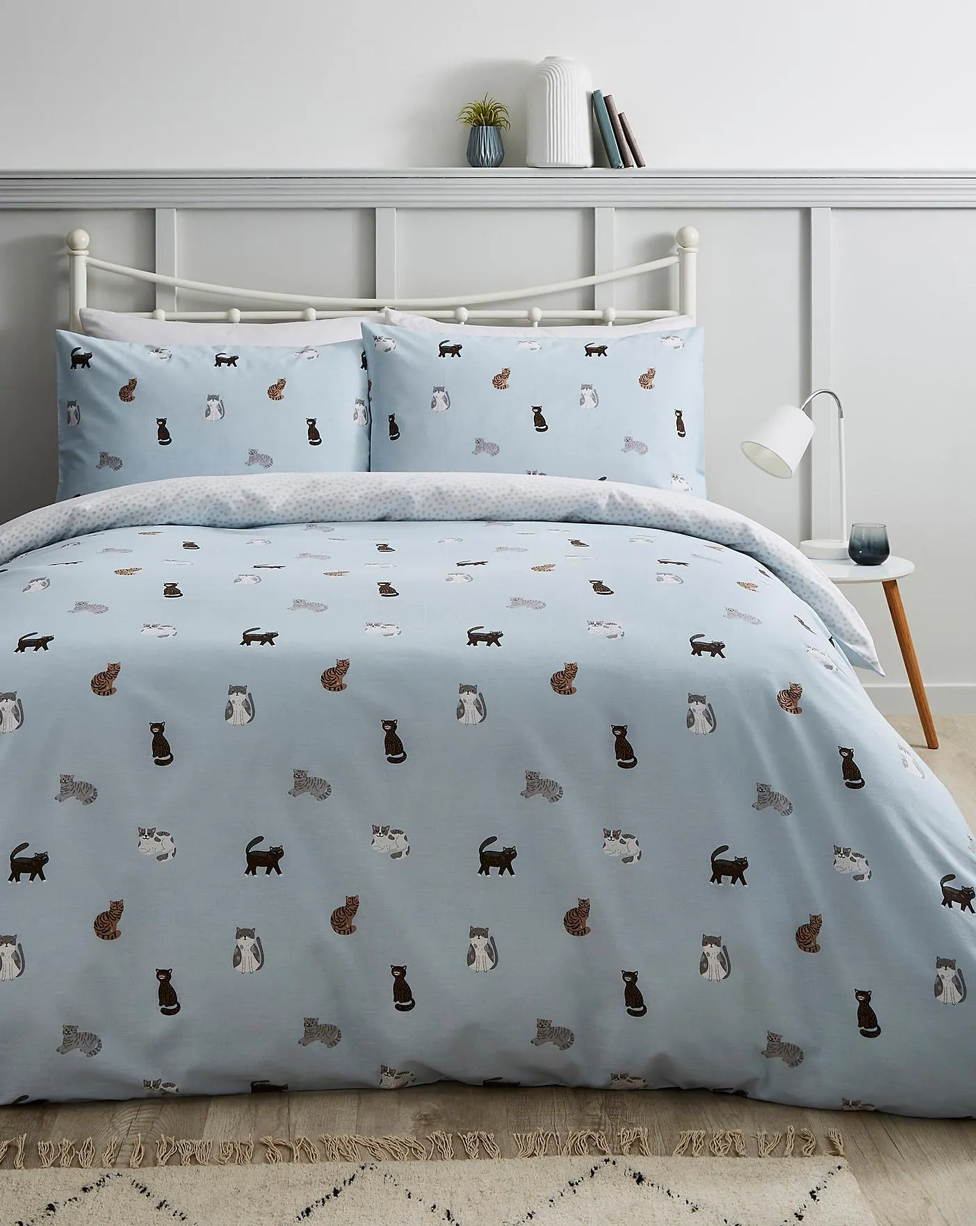 Kitty Cat Duvet Cover Set - Ice Blue