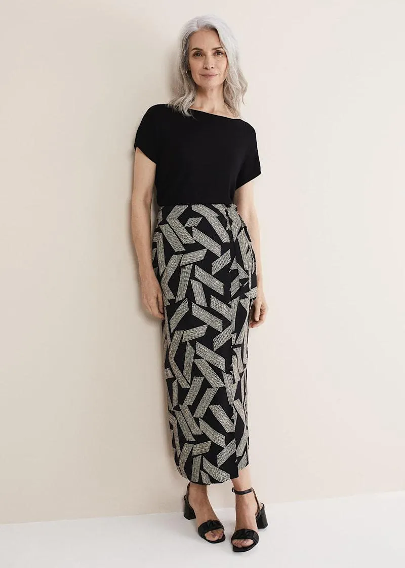 Hatty Diagonal Dot Wrap Skirt