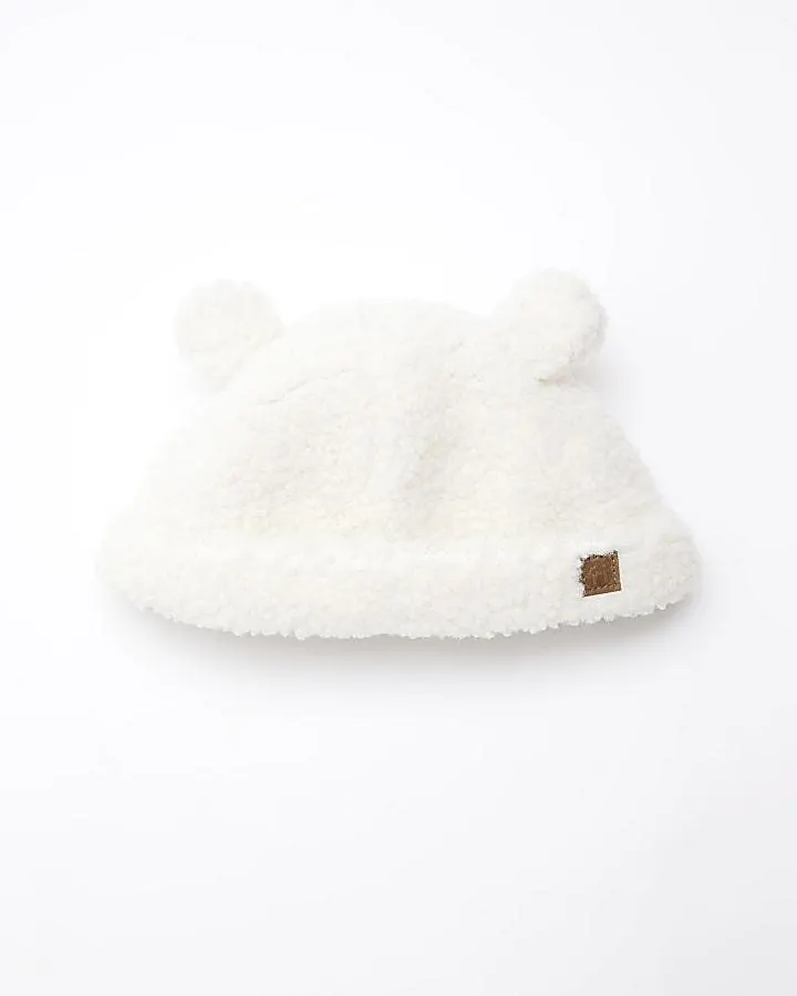 Baby cream borg beanie hat