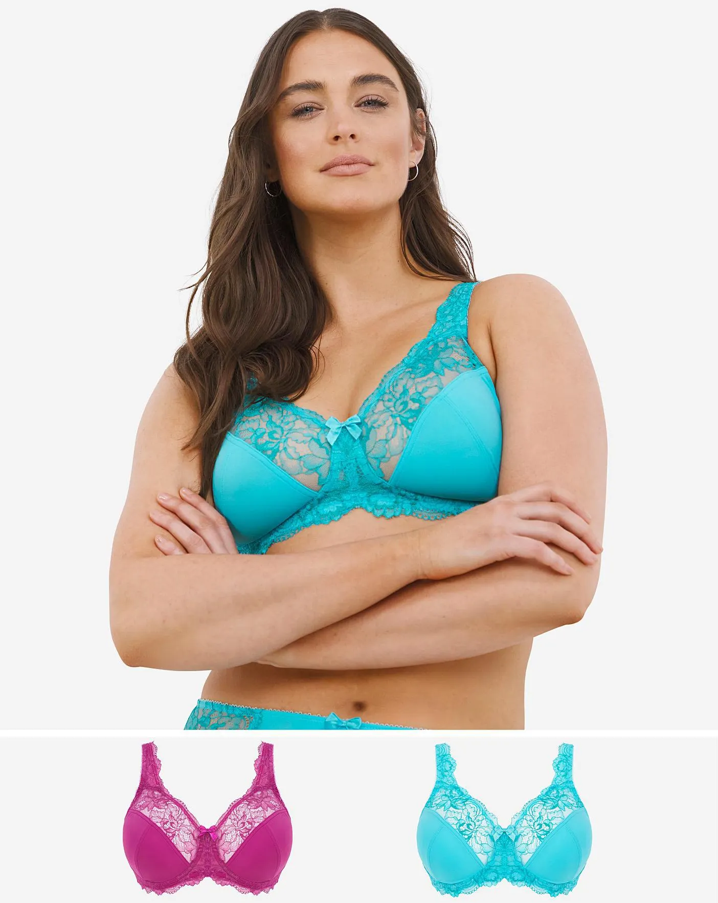 Pretty Secrets 2 Pack Ella Lace Non Wired Full Cup Bras