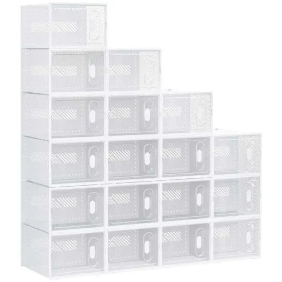 18 Cube Stackable Clear Shoe Storage Cabinet for UK/EU Size 12/46