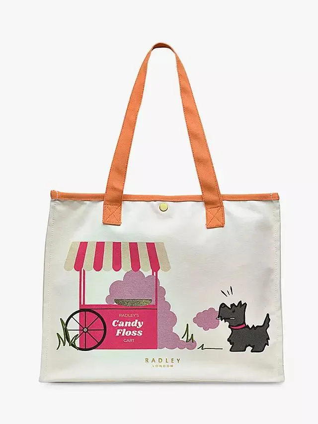Candy Floss Print Canvas Shopper, Natural/Multi