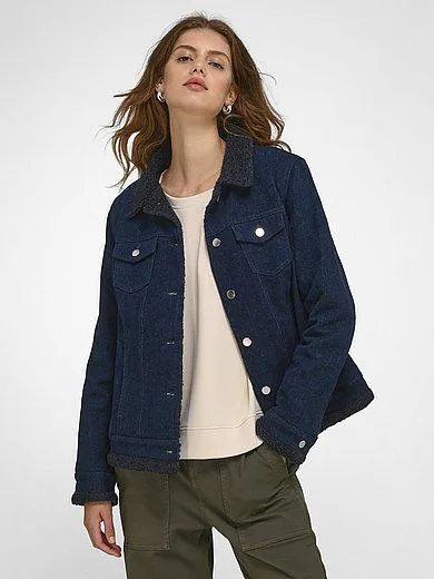 Denim jacket with faux fur