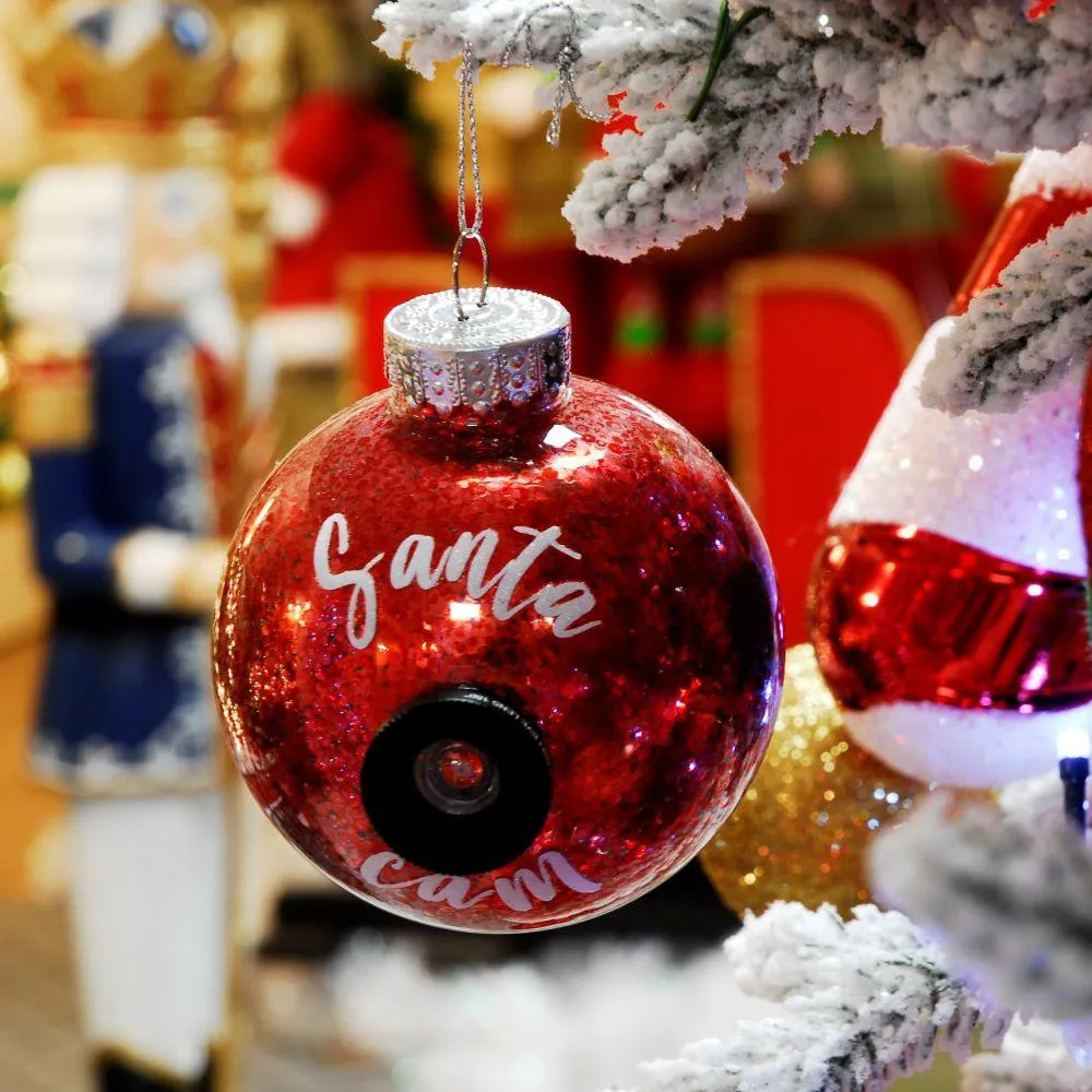 8cm Red "Santa Cam" Shatterproof Bauble