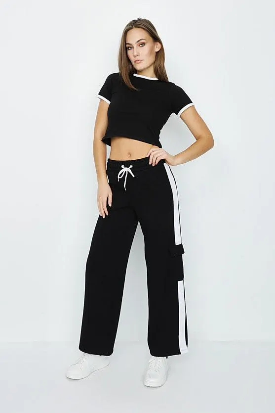MONO COLOUR BLOCK WIDE LEG JOGGER