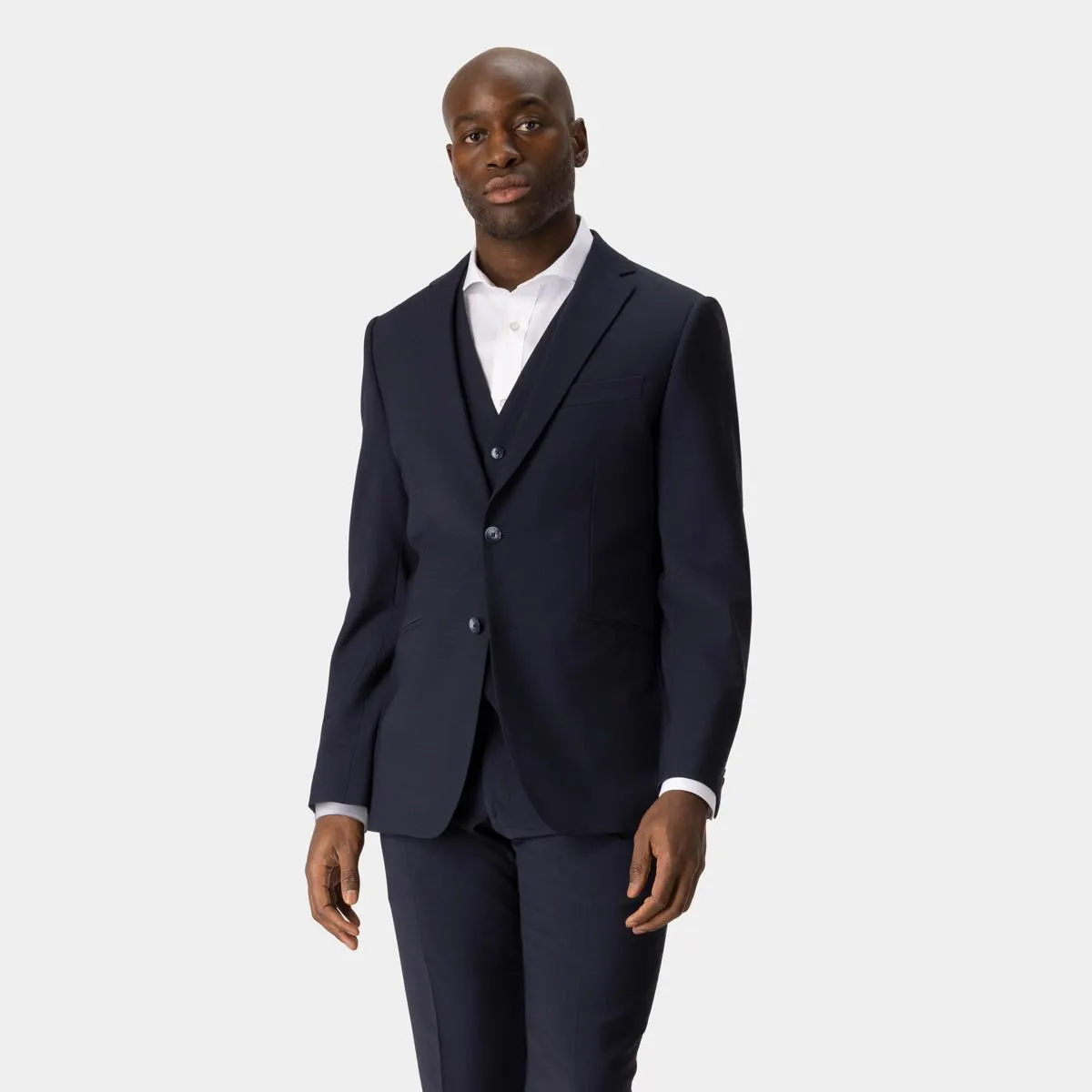 Navy three-piece suit