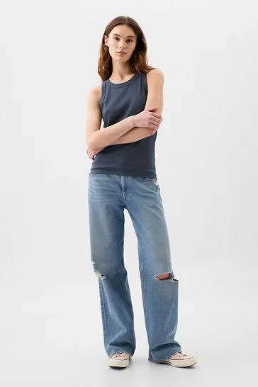 Ribbed High Neck Tank