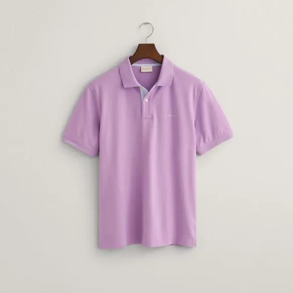 Mens Purple Contrast Pique Polo Shirt