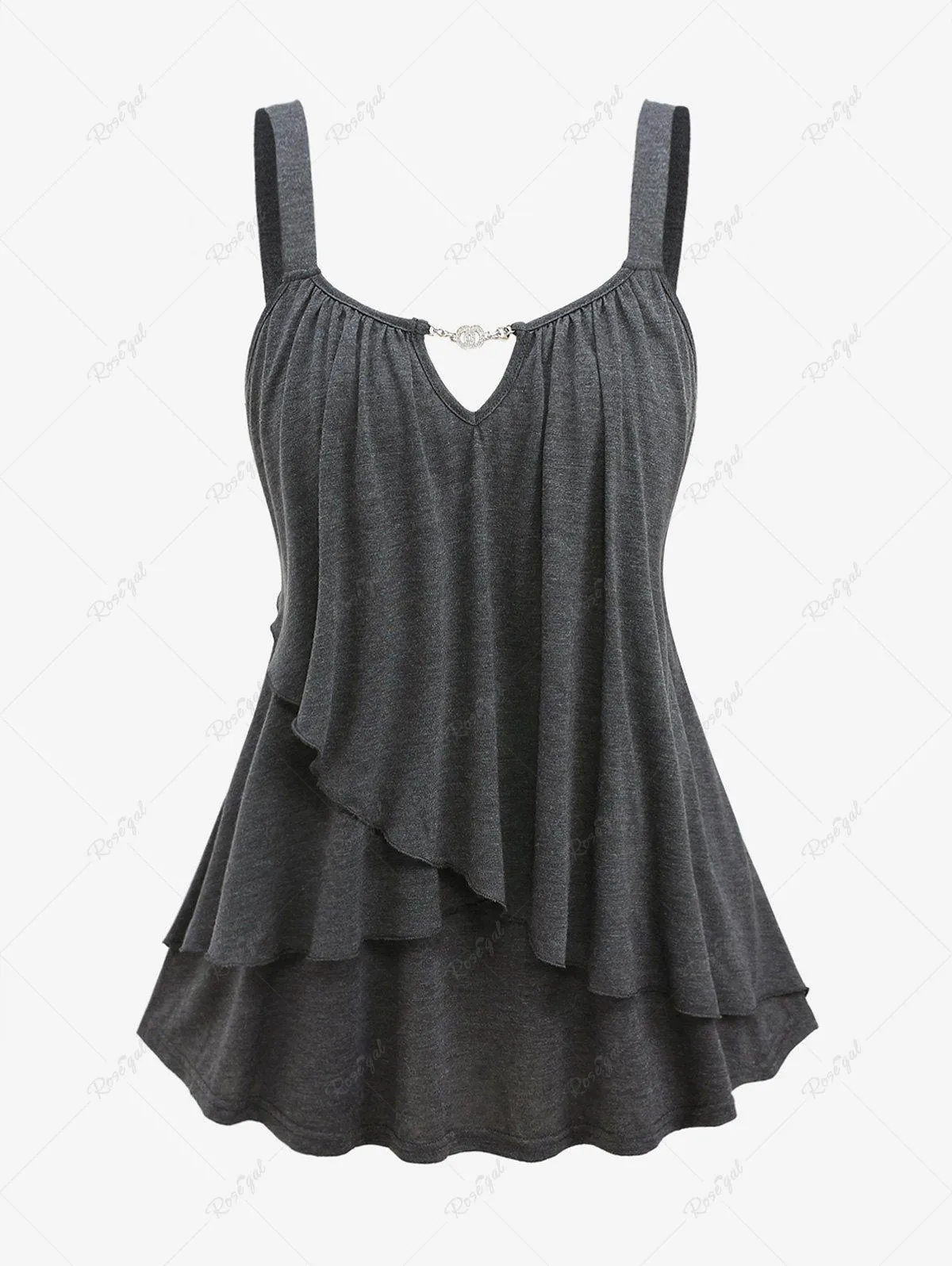 Plus Size Marled Chain Panel Tulip Hem Tank Top - M | Us 10