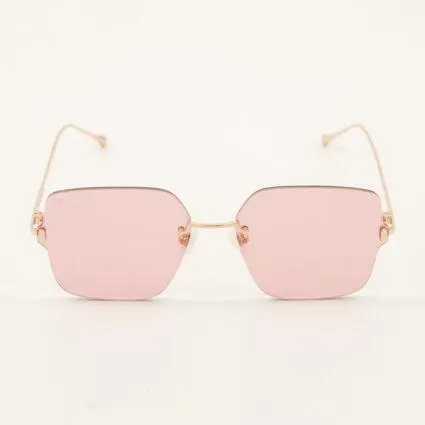Pink Frameless Square Sunglasses