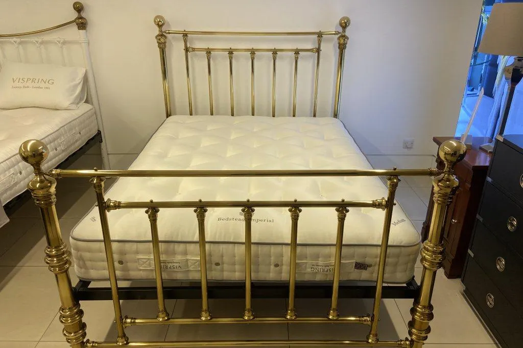 Hardy King size Brass Bedstead with slats and a Vispring Bedstead Imperial Mattress - EX DISPLAY