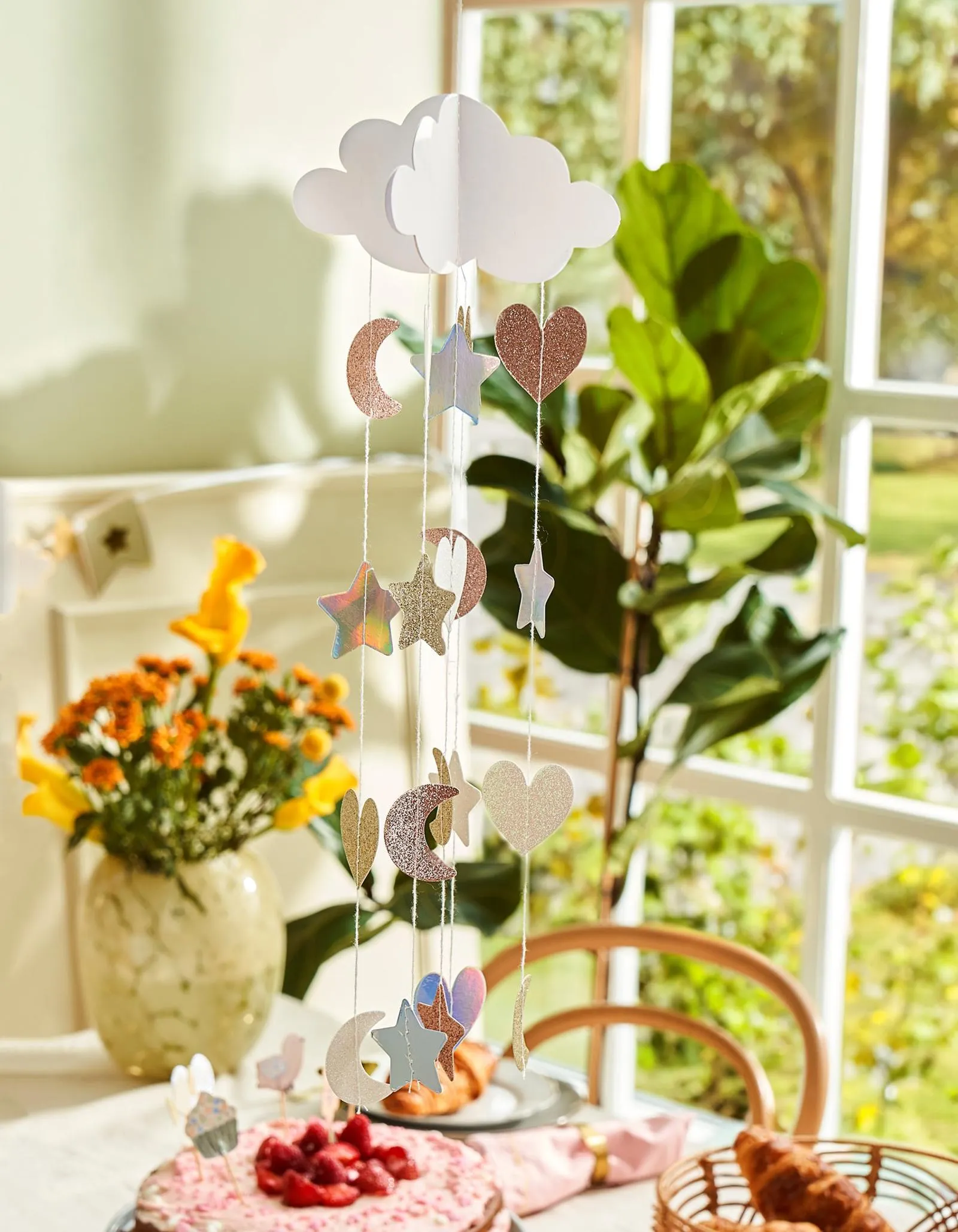 Paper cloud with raindrops